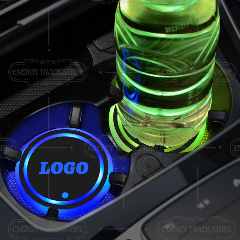 1/2PCS Sexy Girl Emblem Car Coaster LED Light Water Cup Holder Mat For Golf Polo Passat Touran Bora Caddy Jetta Tiguan T-Roc GTD