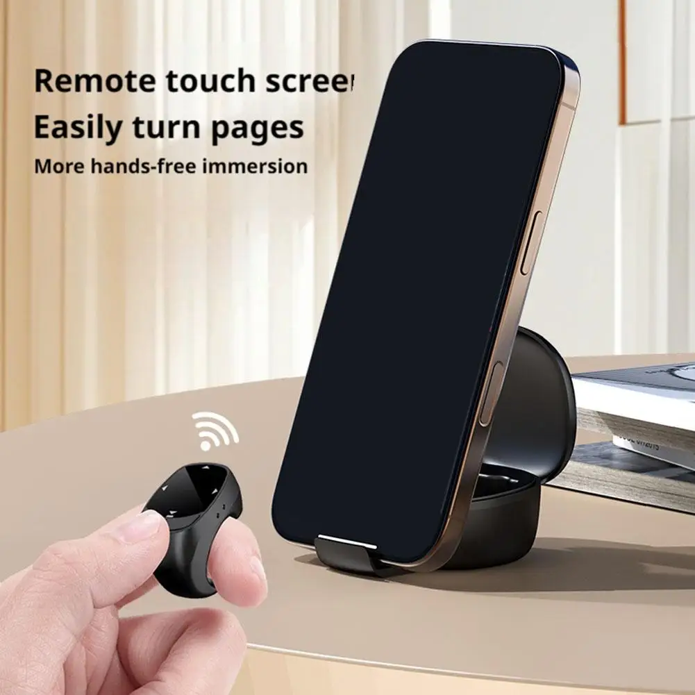 ワイヤレス Bluetooth ページターナーリモコン、電話カメラ用フィンガーシャッターセルフィータイマー、スクロール閲覧読書コントロール I8S2