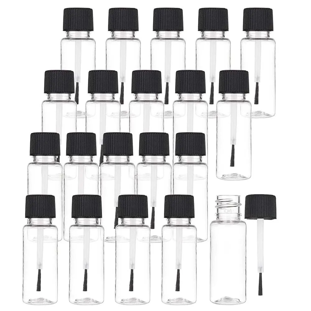 

50 Pcs Refillable Empty Nail Polish Bottles with Brush Mixing Conservation Plastic Glue Container, Clear