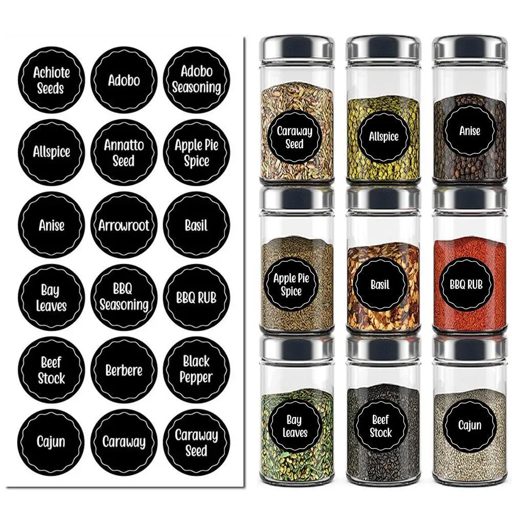 Printing Spice Can Labels And Food Storage Room Stickers With Labels Of Blackboard Spice 3.8cm Diameter A Pasting Q4J0