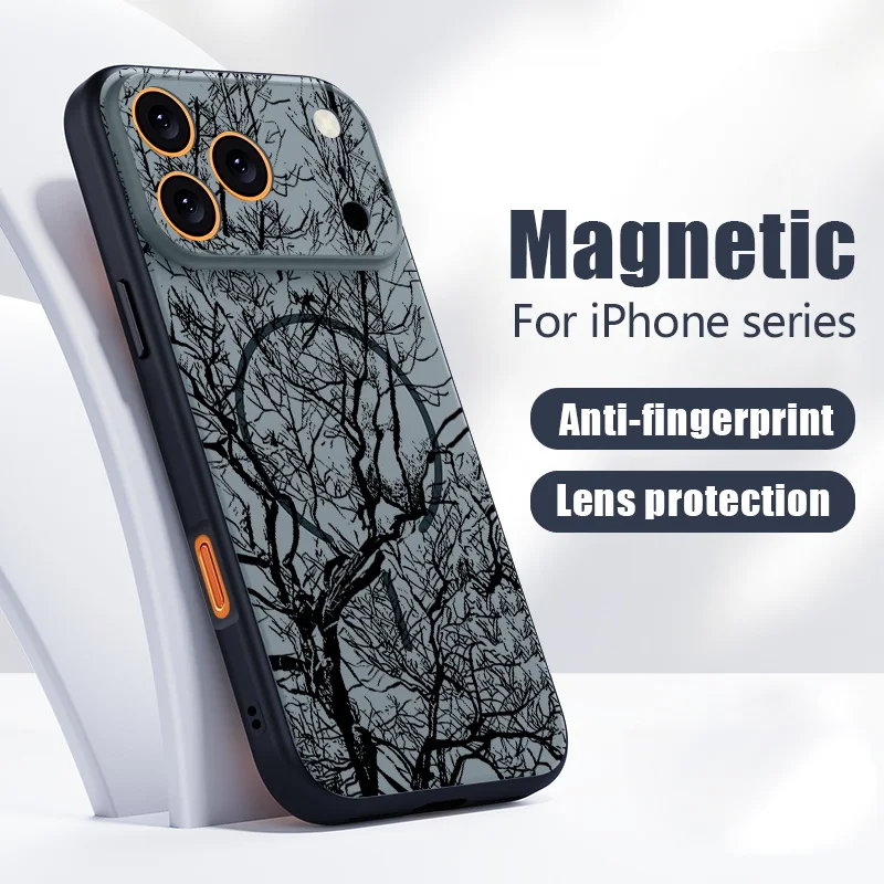 Funda Retro con Diseño de Mandala para iPhone 17 Pro Max, Funda Magnética para iPhone 16 15 14 13 Pro Max, Híbrida de TPU+PC, Acabado Mate, Compatible con Magsafe