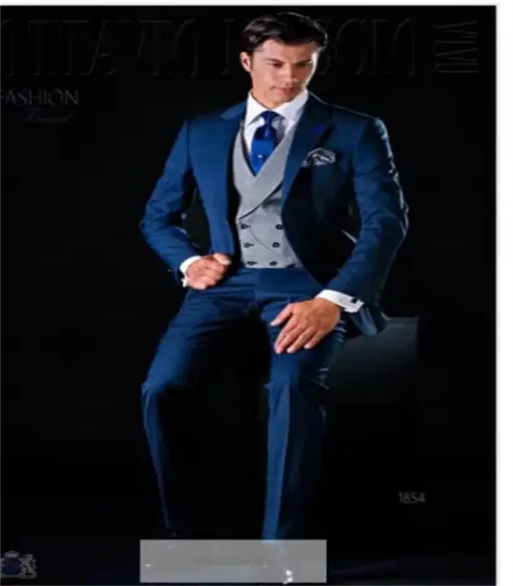 3 Piece Men Suits for Wedding Tuxedo Notched Lapel Custom Male Jacket with Pants Vest  New Fashion Clothes