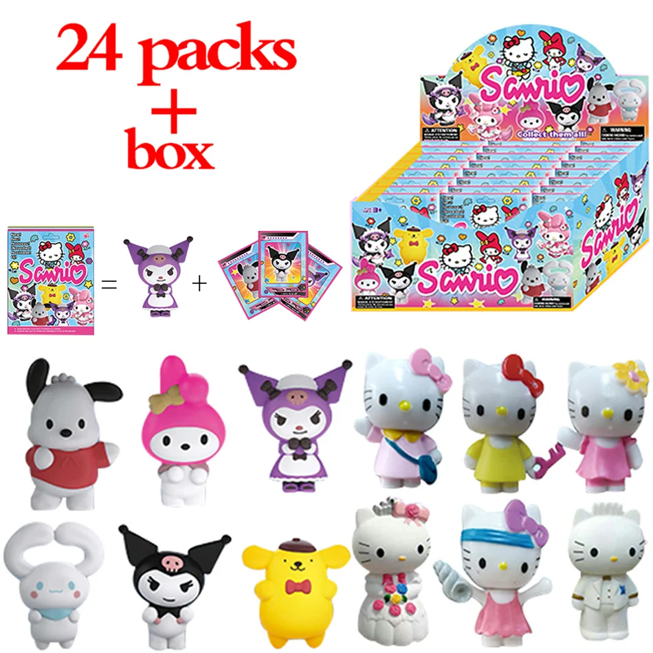 24pcs Anime sanrio Blind Box figures Mystery Box game Doll Figure PVC model Toys desktop Decorative Kids birthday Christmas Gift