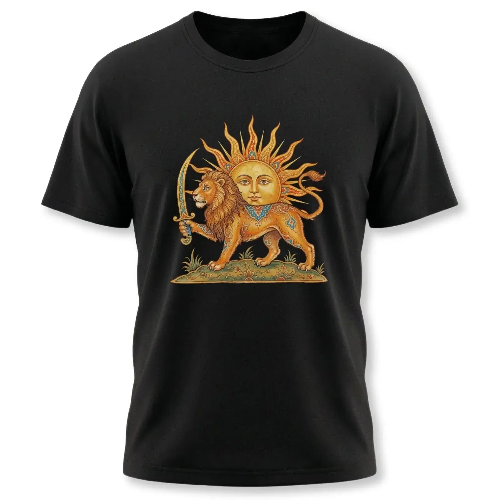 Lion and Sun T Shirt Shir o Khorshid Persian Iranian Heritage Symbol vintage Washed Slightly homme fashion Comfortable Soft
