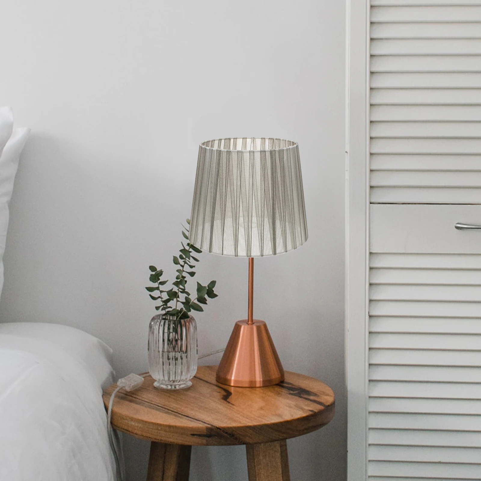 

Bedroom Ceiling Lampshade Grey Fine Mesh Drum Light Shade Breathable Replacement Lamp Shade for Home Hotel Study