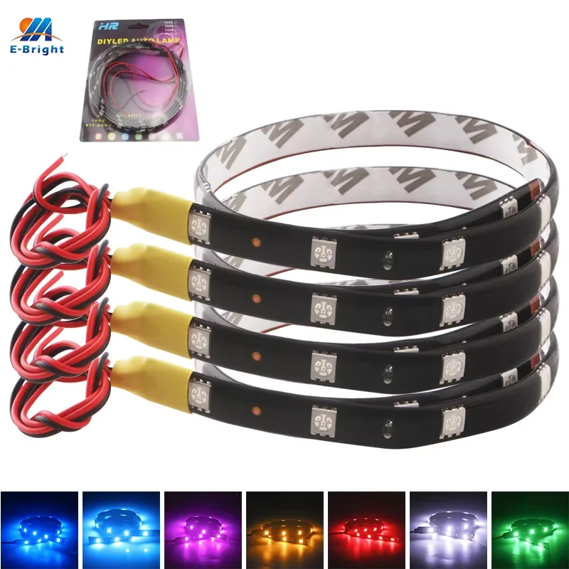 

4PCS Neon Flexible Led Strip Light 30CM 12in Underbody Under Dash Accent Light Decoration for Car Motorcycle 12V Waterproof