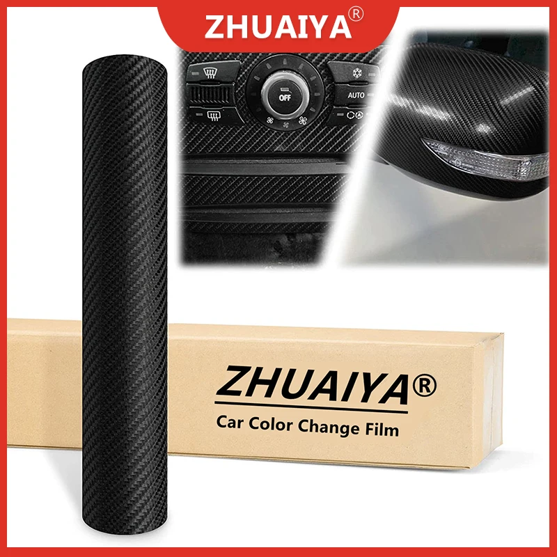 Car Color Change Film Black 4D Carbon Fiber Semi Gloss Shiny Vinyl Wrap Sticker Decal Car Auto Vehicle Motorcycle Film