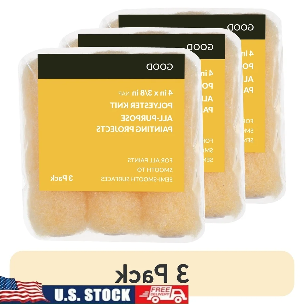 

3 упаковки 4-дюймовых вязаных мини-валиков из полиэстера, моющиеся многоразовые малярные валики, гладкая отделка, внутренние и внешние проекты