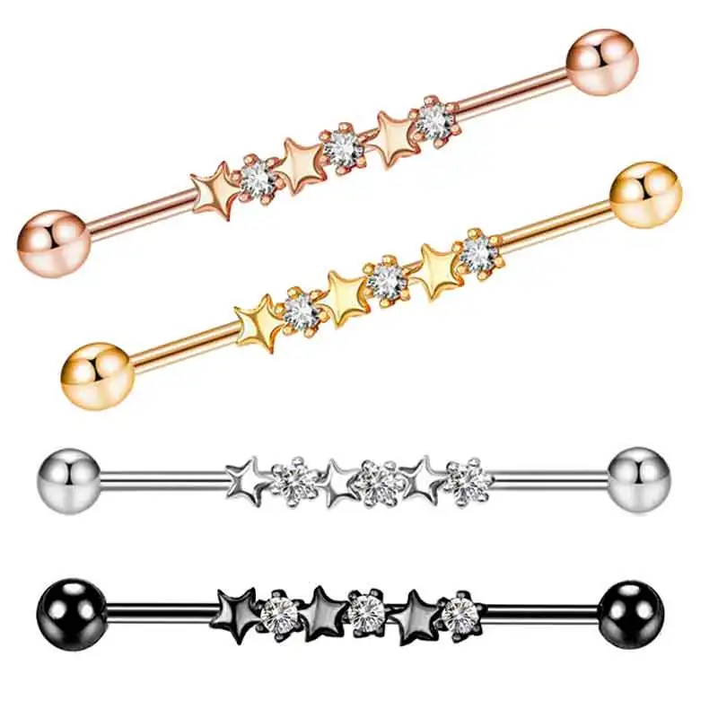 

Wholesales 38mm Longs 14G Stainless Steel Industrial Barbell Earring Cartilage Body Piercing Jewelry 38mm 1&1/2 Inch Industrial