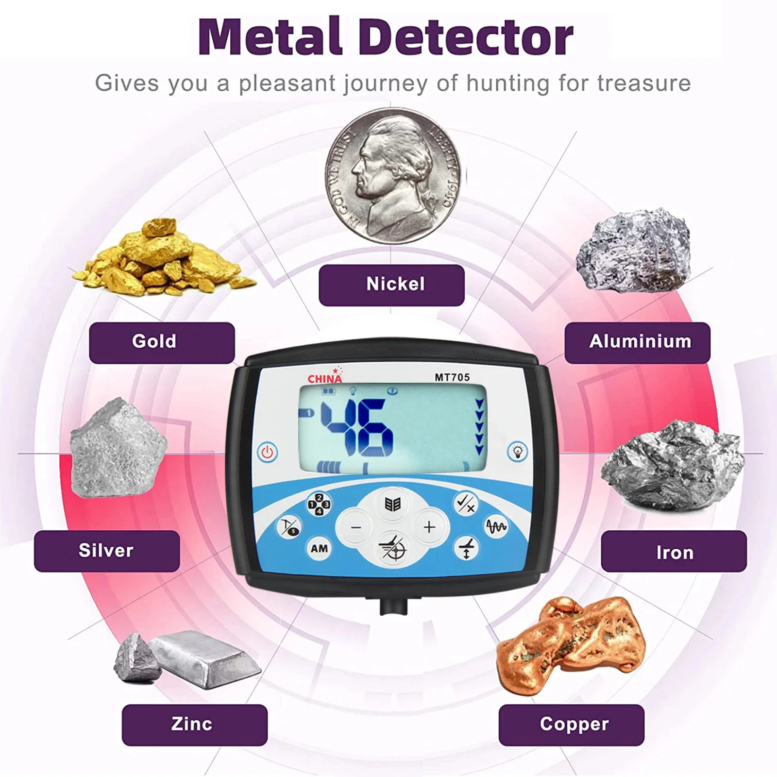 MT705 profesjonalny podziemny wykrywacz metali wysoka czułość wodoodporna cewka wyszukiwania narzędzie do wykrywania metali skarb Pinpointer