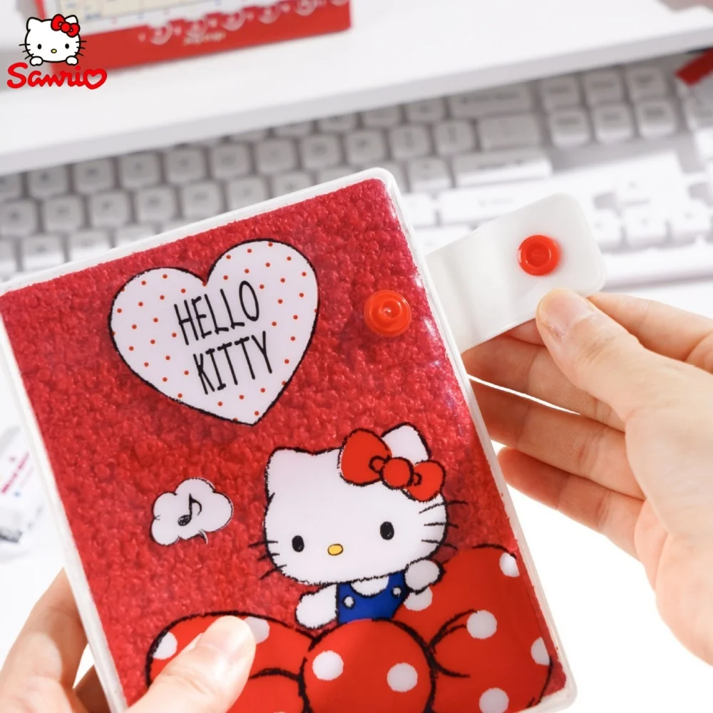 Genuine Sanrio Hello Kitty Plush PVC Cover Notebook Kawaii 64K Lined Scrapbook For Daily Record Study Notes Travel Planner Gifts