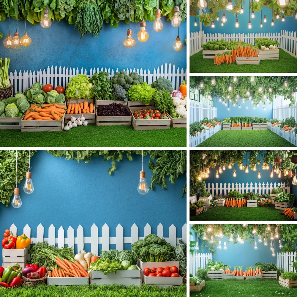 

Easter Photography Backdrop Carrot Flower Garden White Fence Background Decor Spring Kids Cake Smash Photoshoot Studio