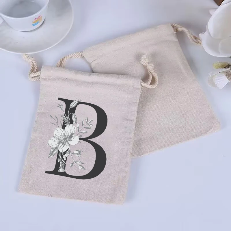 

10pcs/letter A-Z printed drawstring bag, portable and lightweight backpack drawstring bag, travel and sports outdoor storage bag