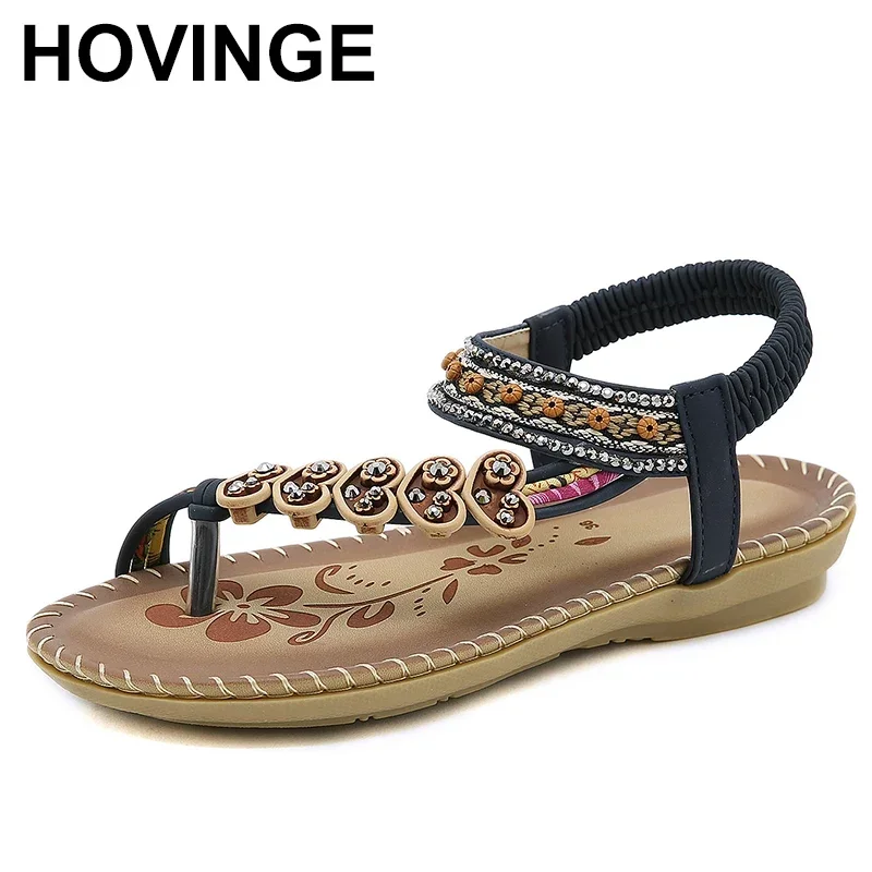 2025 Women's Sandals Resorts Toe Post Massage Crystal Flowers Retro Soft Slides Women Flat Shoes designer Ladies Summer Sandals