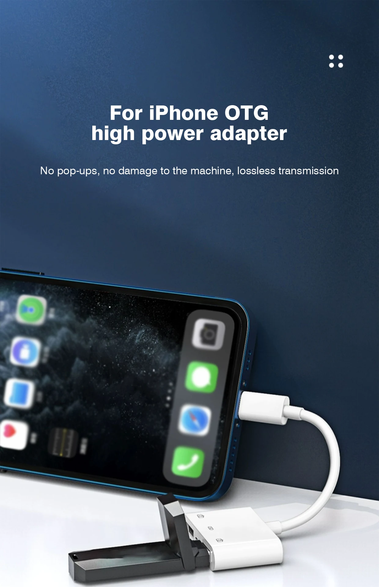 Lightning to USB Camera Adapter with Charging Port Portable for iPhone 17 16 15 Pro iPad to Card Reader USB Flash Drive
