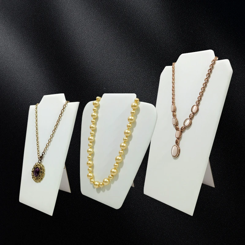 White PU Leather Jewelry Display Stand Necklace Pendant Bracelet Chain Display Rack Trinkets Ornaments Storage Props 3 Sizes