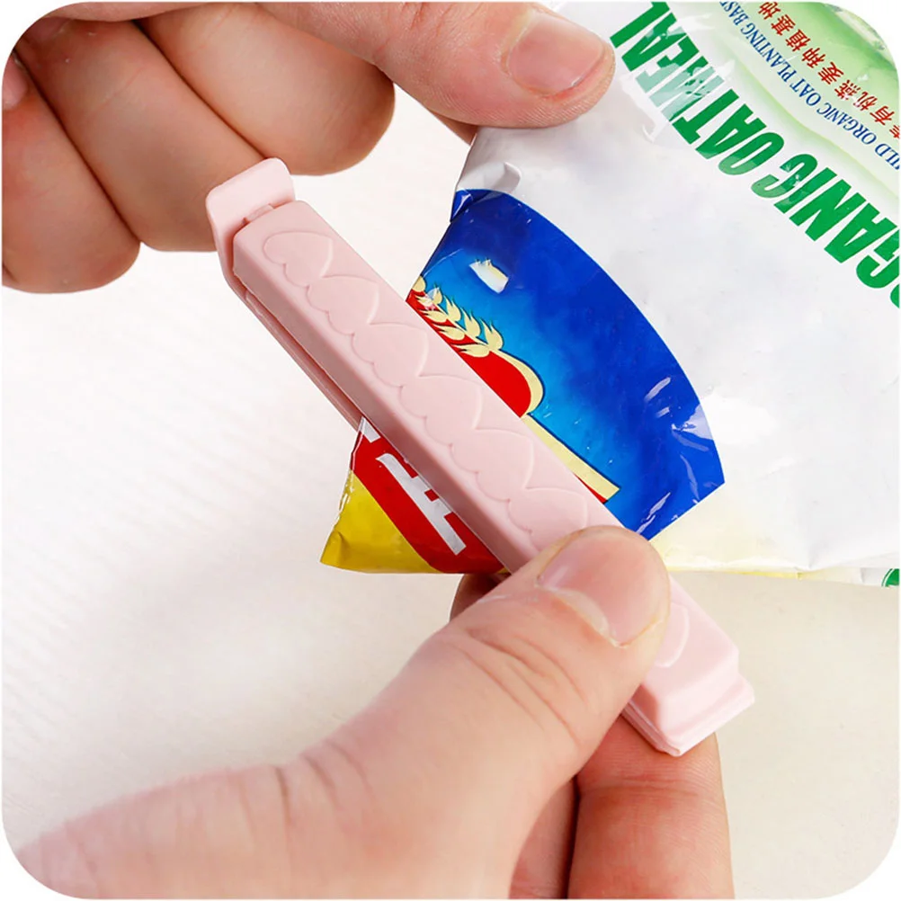 

5pcs Food Freshness Clips For Chips Bread Food Bag Sealing Clamps Airtight Storage Kitchen Home Use Pink Microwave Safe