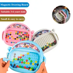 1 PCS Children's Magnetic Doodle Board with Pen & Beads Drawing Toy for 3-8 Years Kids Educational Boy Girl Montessori Gift