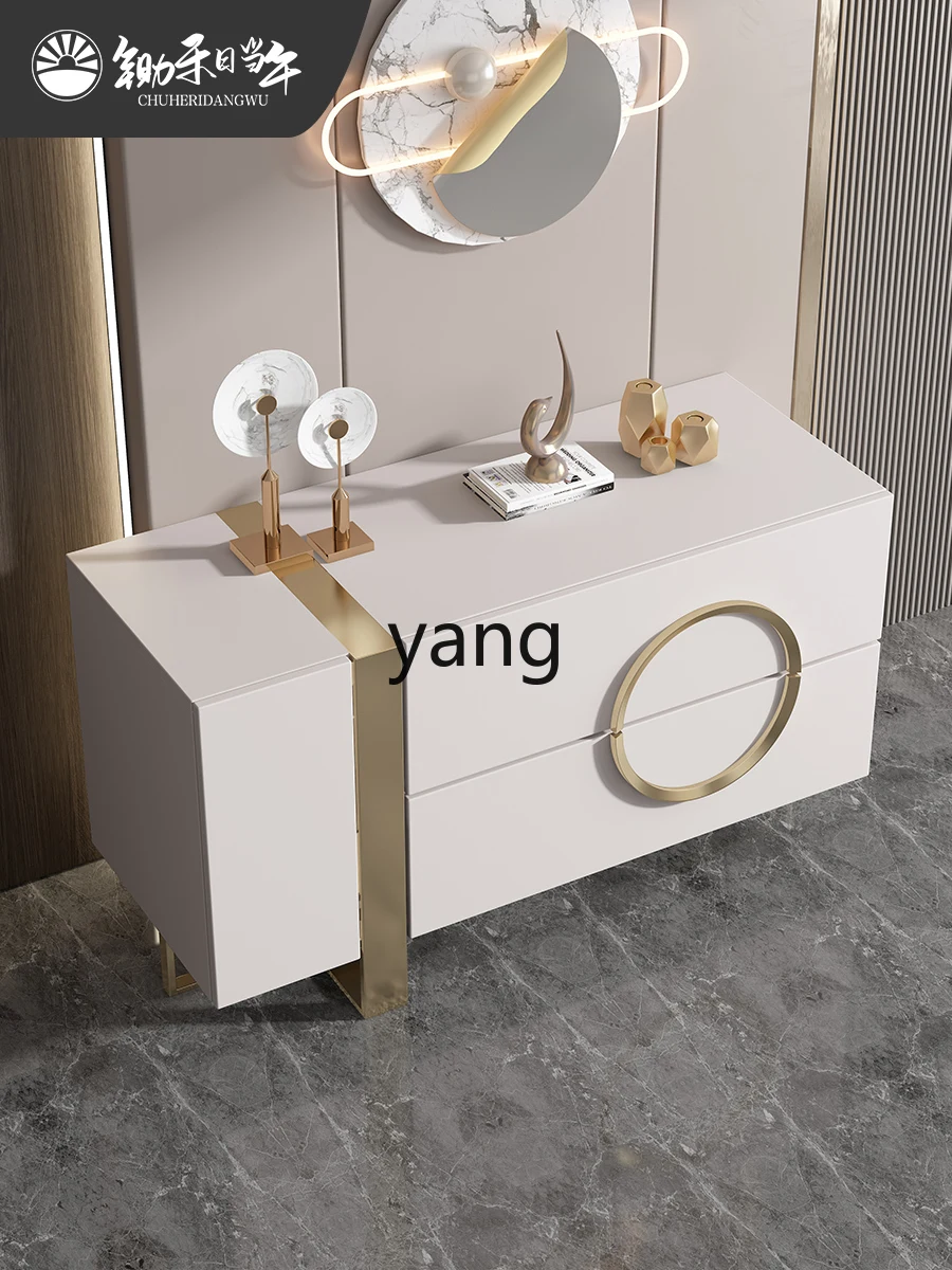 Yjq Solid Wood Light Luxury Hallway Sideboard Cabinet Bedroom Post-Modern Storage Aisle Home Curio Cabinet