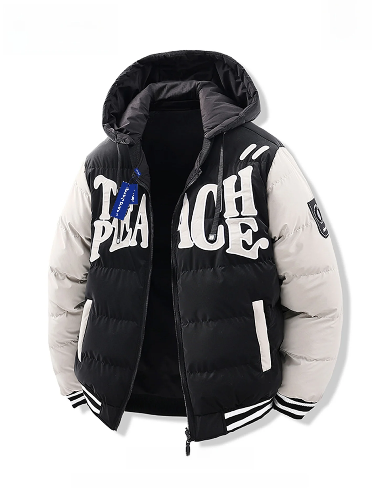 

WASSUP DOZEN Мужская бейсбольная куртка с капюшоном Thiened, хлопковое пальто, зимняя теплая цветная блузка, модная мужская одежда, верхняя одежда