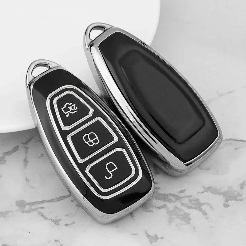 3 Bottons Silver Tpu Car Key Case Cover for Ford Focus 3 4 ST Mondeo MK3 MK4 Fiesta Fusion Kuga 2013 2014 2015 2017 Accessories