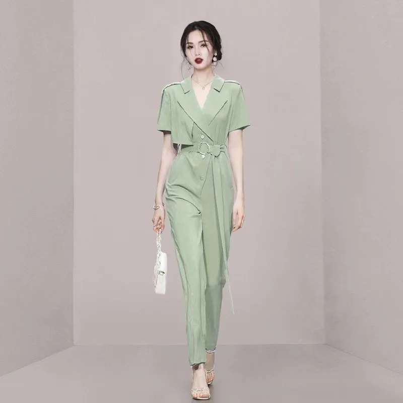 

Summer ort Sve Utili Onesie Women's Ele Suit Collar Profional een Overall Pants High Waist Long Pants Zipper
