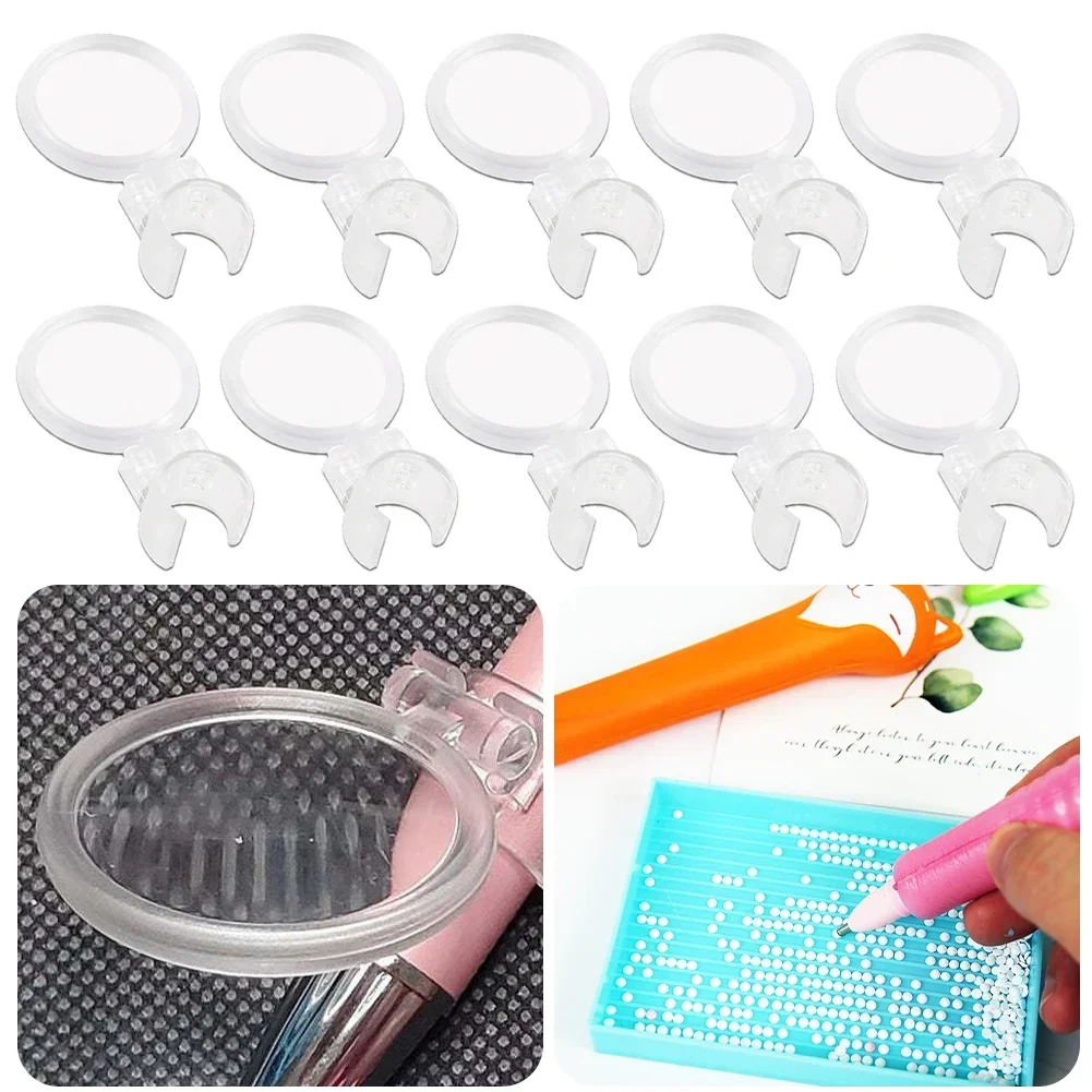 

1-10pcs Diamond Pen Magnifier Clip Plastic Round DIY Diamond Painting Tool Magnifier Penholder Magnifying Glass Spot Auxiliary