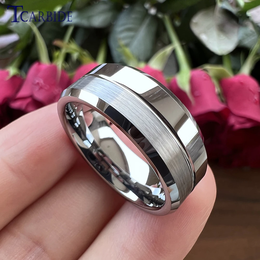 Dropshipping 6mm 8mm Shiny Forever Wedding Band Tungsten Plain Ring Classic Jewelry Groove Brush Polish Finish Free Shipping