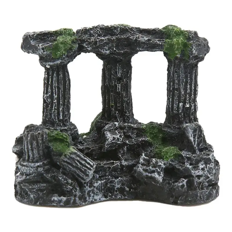 Aquarium Decoration Rock Caves Resin Solid Vintage Roman Column Aquarium Decorations Fish Tank Rock Ruins Plants Decor Aquarium