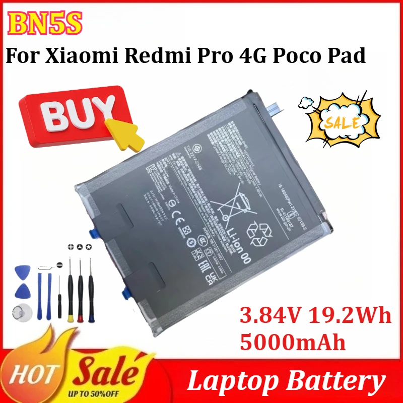 

New BN5S 3.84V 19.2Wh 5000mAh Laptop Battery for Xiaomi Redmi Pro 4G Poco Pad tablet Replacement Battery with tools