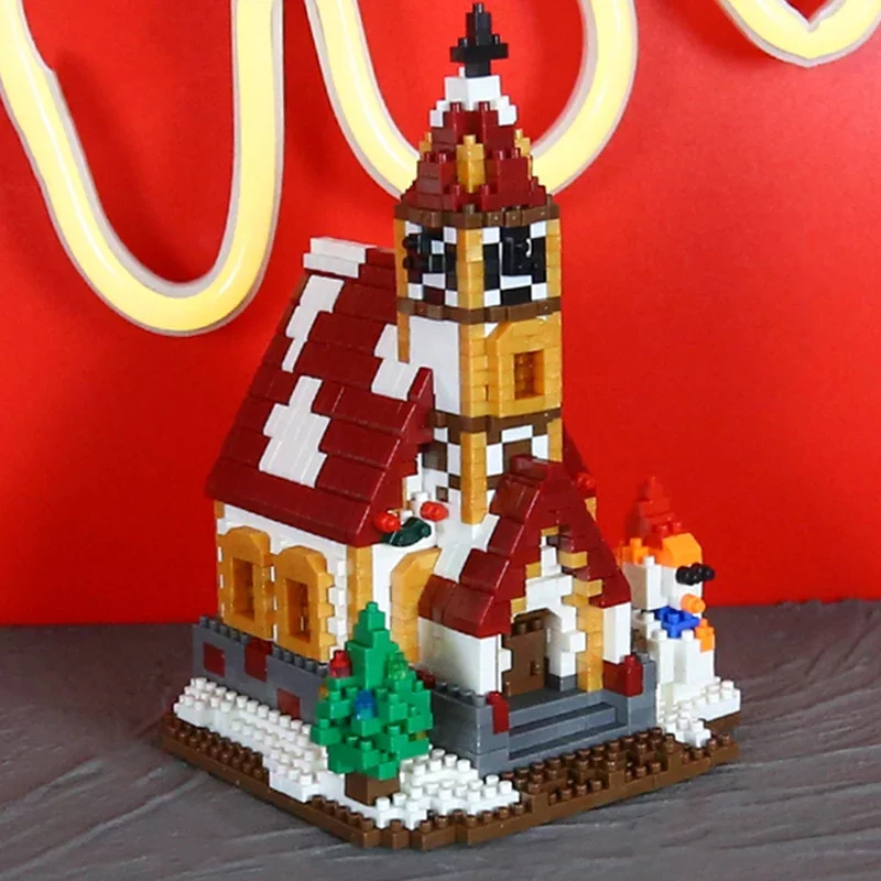 Lboyu-bloques de construcción de arquitectura mundial para niños, juguete de ladrillos para armar iglesia, Palacio, muñeco de nieve, árbol, sin caja, 8419A