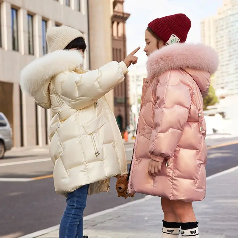 Childrens Parka Winter Jackets Kids Clothing 2024 Big Girls Warm Down Cotton-padded Coat Thickening Outerwear Clothes -30 Degree