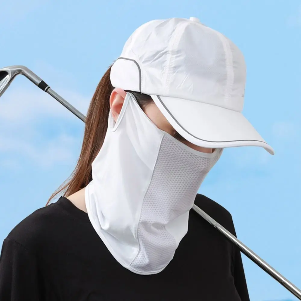 Outdoor Cycling Fishing Face Shield Summer Breathable Ice Silk Sunscreen Mask UV Protection Hanging Ear Face Cover