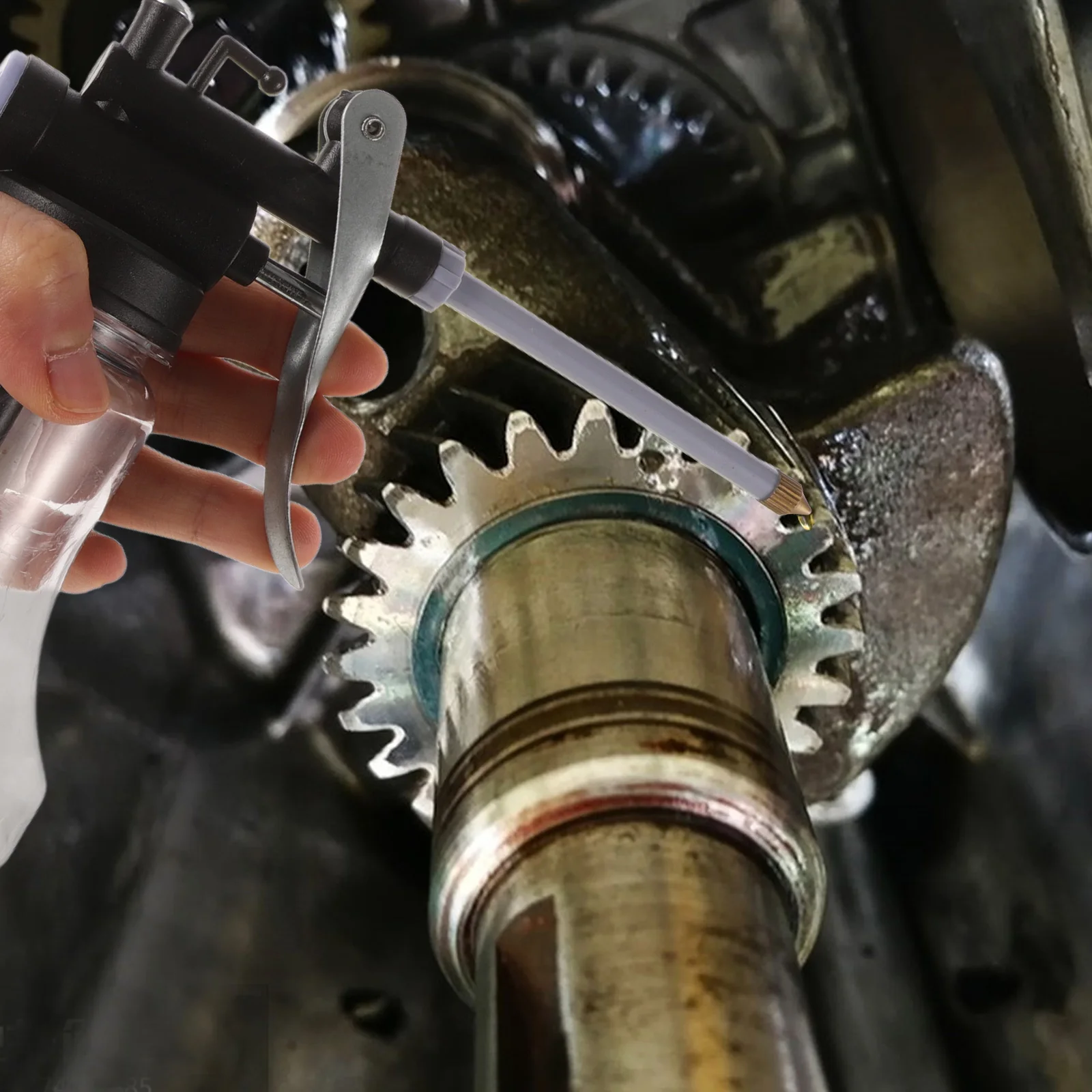 

350Ml Manual Pump Oil Can High Pressure Plastic Oiler For Automotive Machine Repair Lubrication Tool Spray Oiler Can Hand Pump