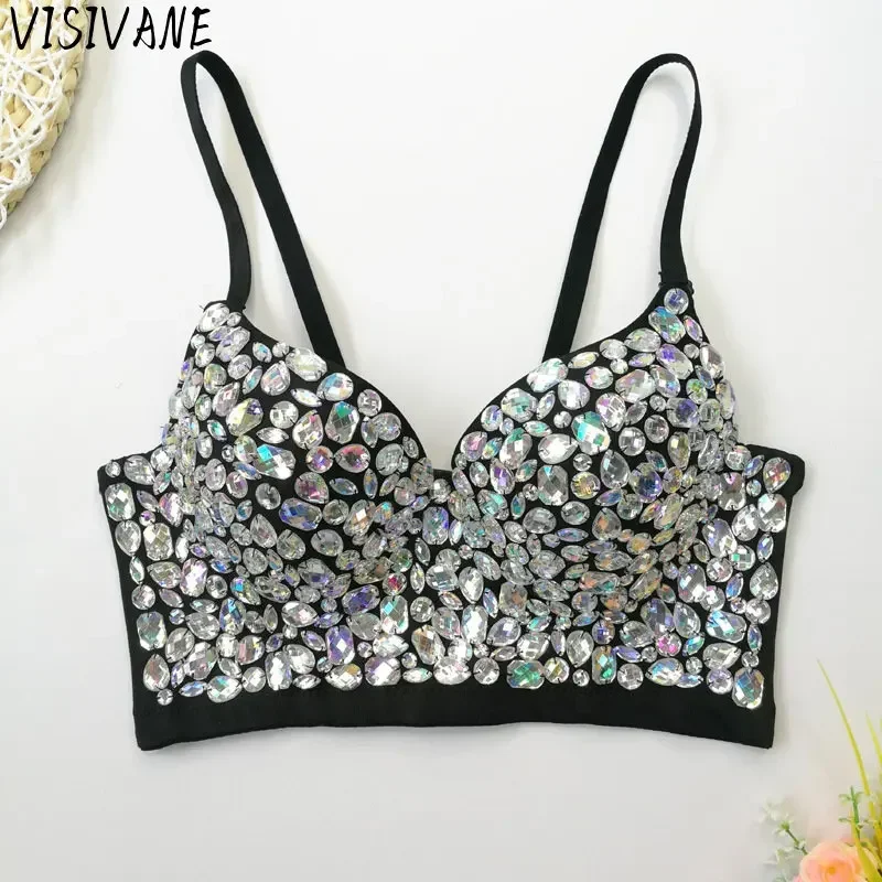 

Visivane Fashion Diamond Push Up Bras For Women Outerwear Blusa Bralette Corset Woman Clothes Streetwear Bra Ladies Underwear