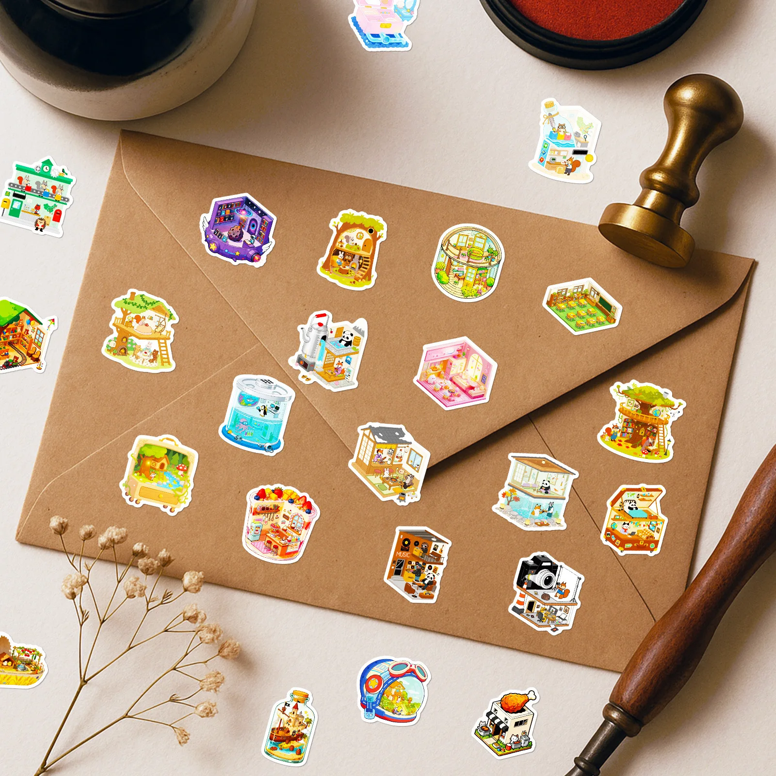 56/112 autocollants décoratifs 3D multi-thèmes de dessins animés, autocollants de scène 3D, papeterie, carnet, autocollants imperméables, récompenses