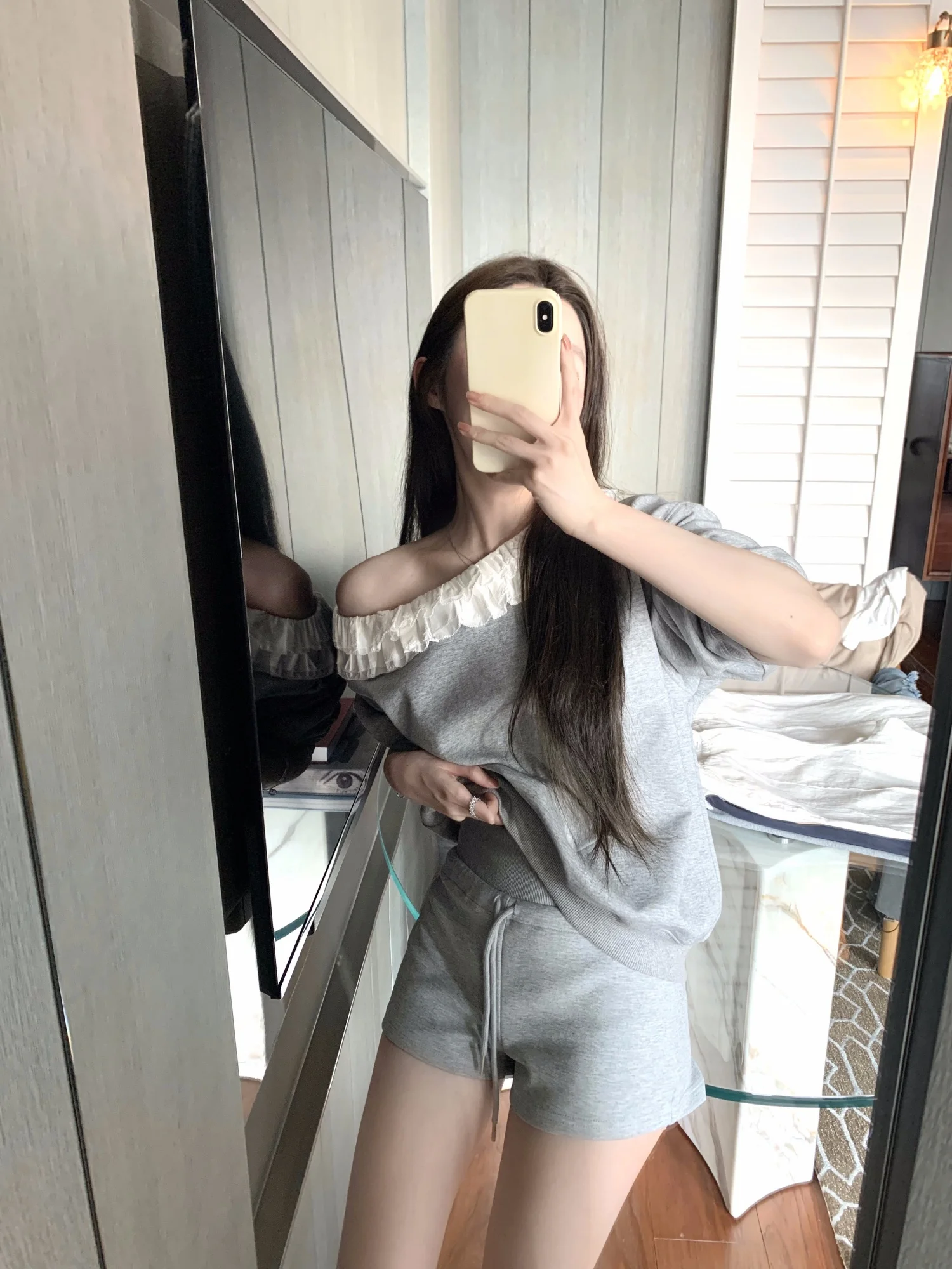 

Широкие шорты с завязками и поясом Panda Jingjing, двухцветные, повседневные, для отдыха, женские, весенние, модные, с высокой талией