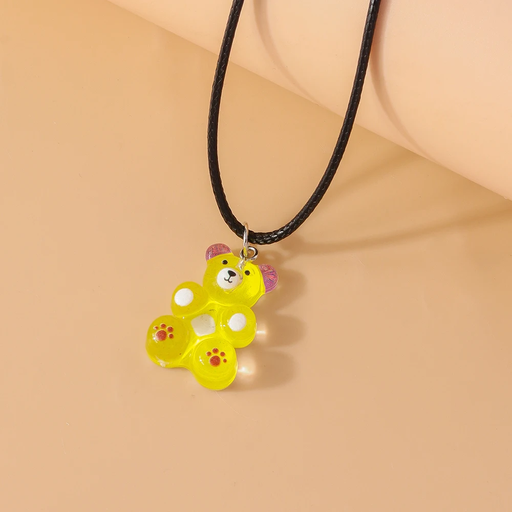 Aihua neue große Süßigkeiten Farbe Gummibärchen Halskette für Frauen Kinder kreative Harz Bär Anhänger Halskette Ohrring Geburtstag Schmuck Geschenke – Detail 8