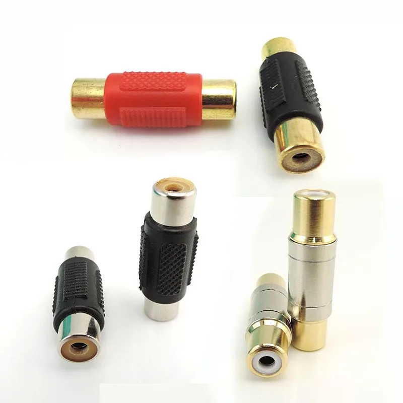 2 RCA Female to Female Audio Video Connector F/F Joiner Couplers AV Adapter copper Cable Jack Plug Gold Plated Speaker M20