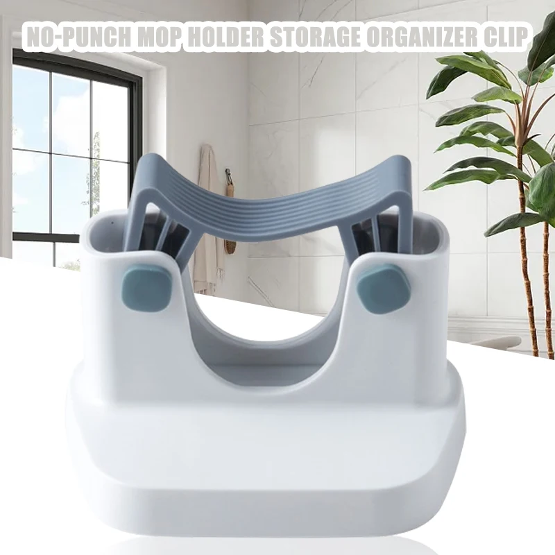 Badkamer Opbergrek Mop Houder Wand Gemonteerde Dweil Organizer Bezem Hanger Mop Clip Muur Opknoping Mop Rack Zelfklevende Haken