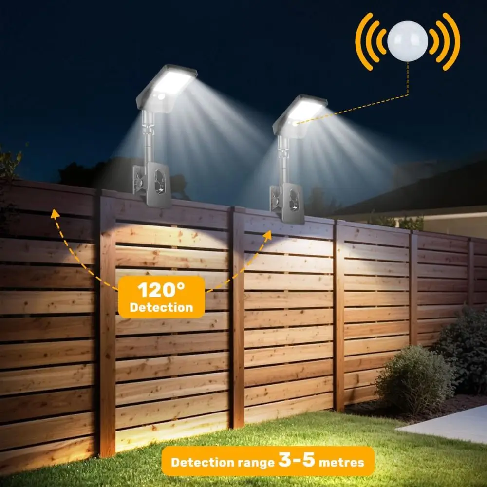 Waterproof Solar Outdoor Lights 60 LED Auto on/Off Garden Lights 4 Modes 360° Rotatable Induction Lights Outdoor Use