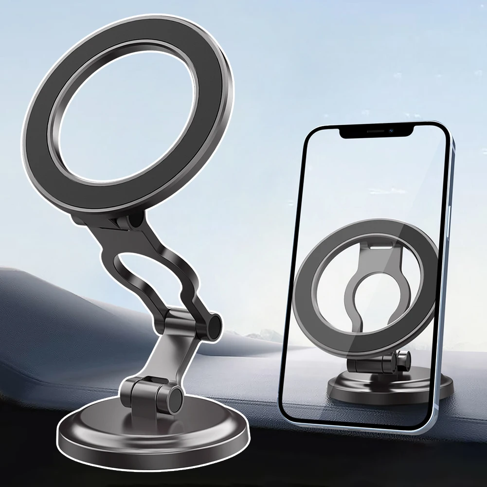 

Magnetic Car Phone Holder for MagSafe 360 degrees Adjustable Alloy Folding Magnetic Car Navigation Mount for iPhone 15 14 13 12