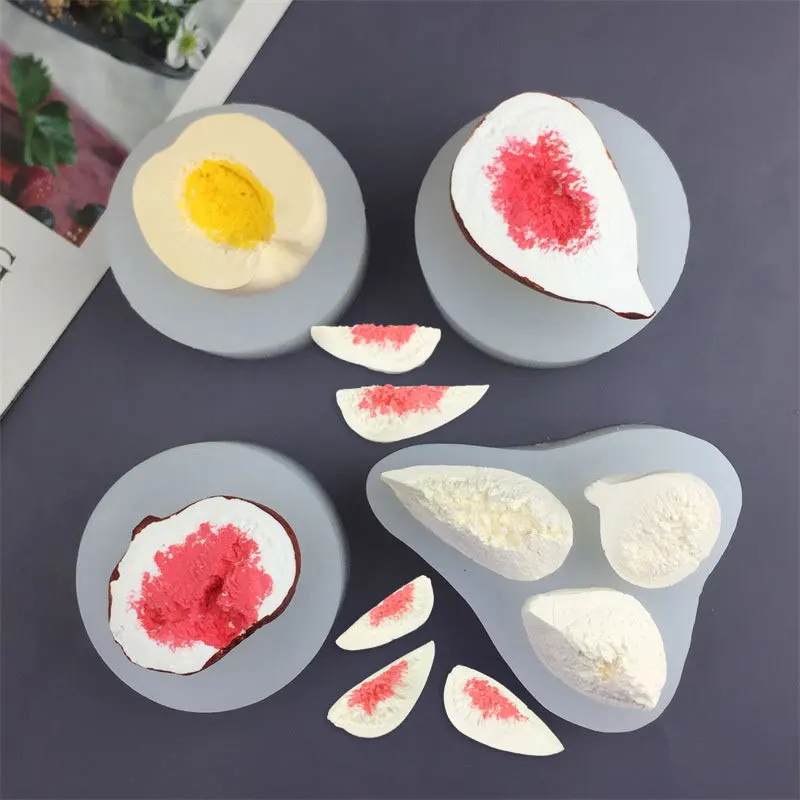DIY Simulation Fruit Fig Apricot Silicone Molds Handmade Scented Candle Fondant Dessert Cake Candy Chocolate Mould Baking Tools
