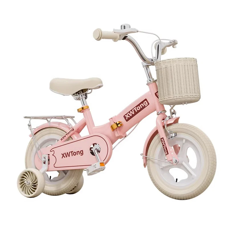 Enfants vélo filles 2-7 ans garçons poussette enfants bébé 12 pouces haute teneur en carbone en acier pliable pédale vélo avec roues auxiliaires