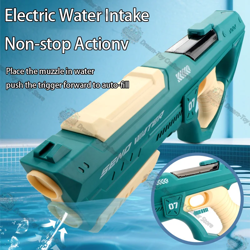 ไฟฟ้าปืนฉีดน้ําอัตโนมัติของเล่นสําหรับเด็กมือดูดอัตโนมัติ Soaker กลางแจ้ง Blaster Summer Beach Splash ยิงน้ําต่อสู้ Play