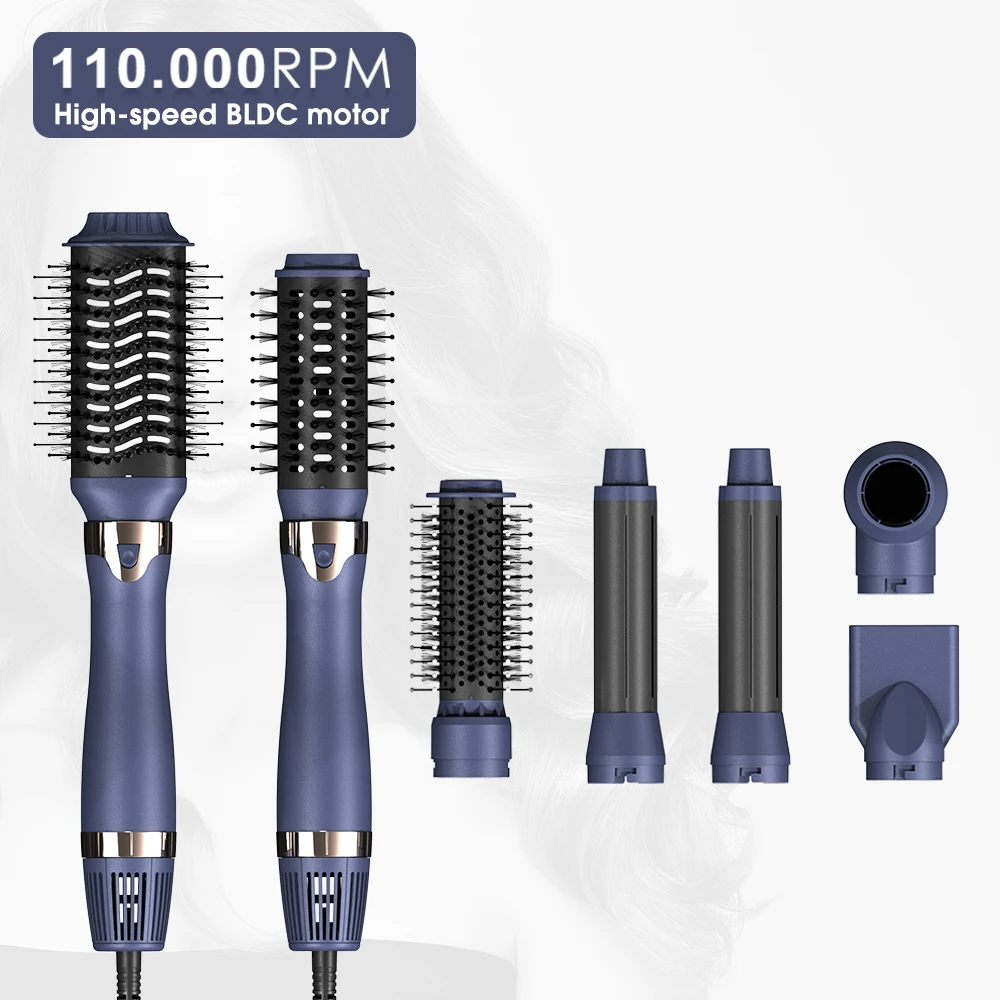 7 في 1 مجفف شعر كهربائي قابل للفصل فرشاة الهواء الساخن لفرد الشعر وتجفيف الشعر مع مكثف وفرشاة مجفف