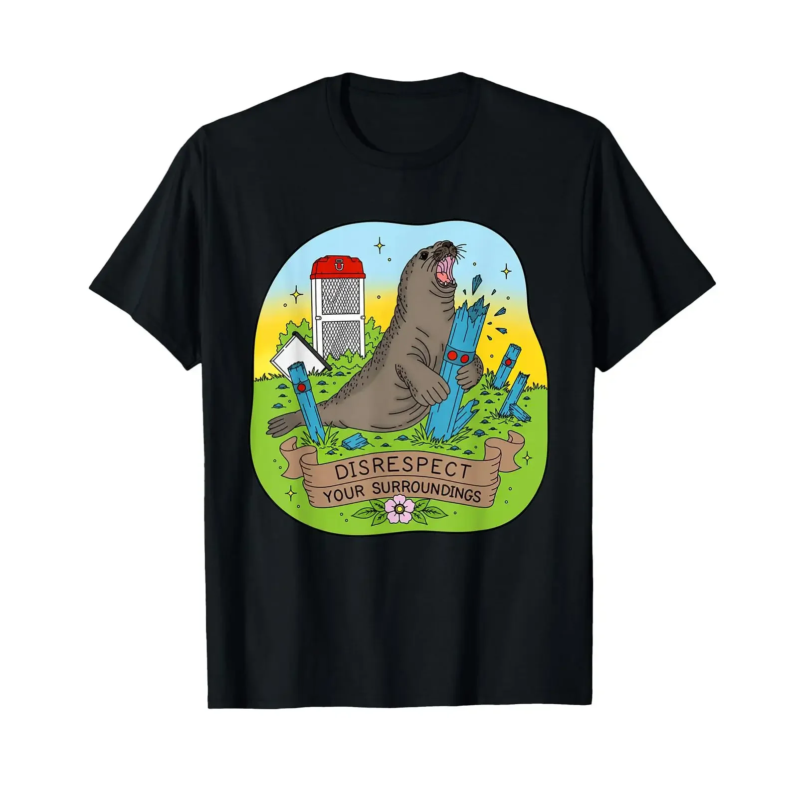 Neil Seal Disrespect Your Surroundings Funny Art T Shirt vintage Washed Comfortable homme Versatile graphic Soft Unisex