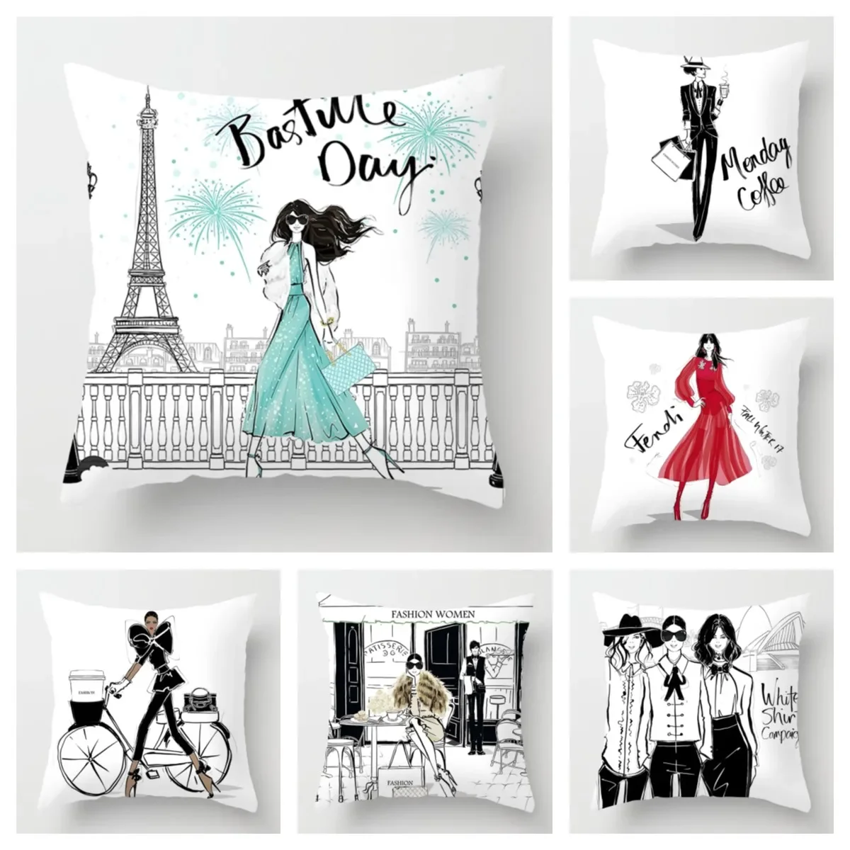 

Nordic Fashion Ladies Short Plush Pillowcase Living Room Sofa Decorative Cushion Cover 40*40 Home Decor Decorative Cushion set