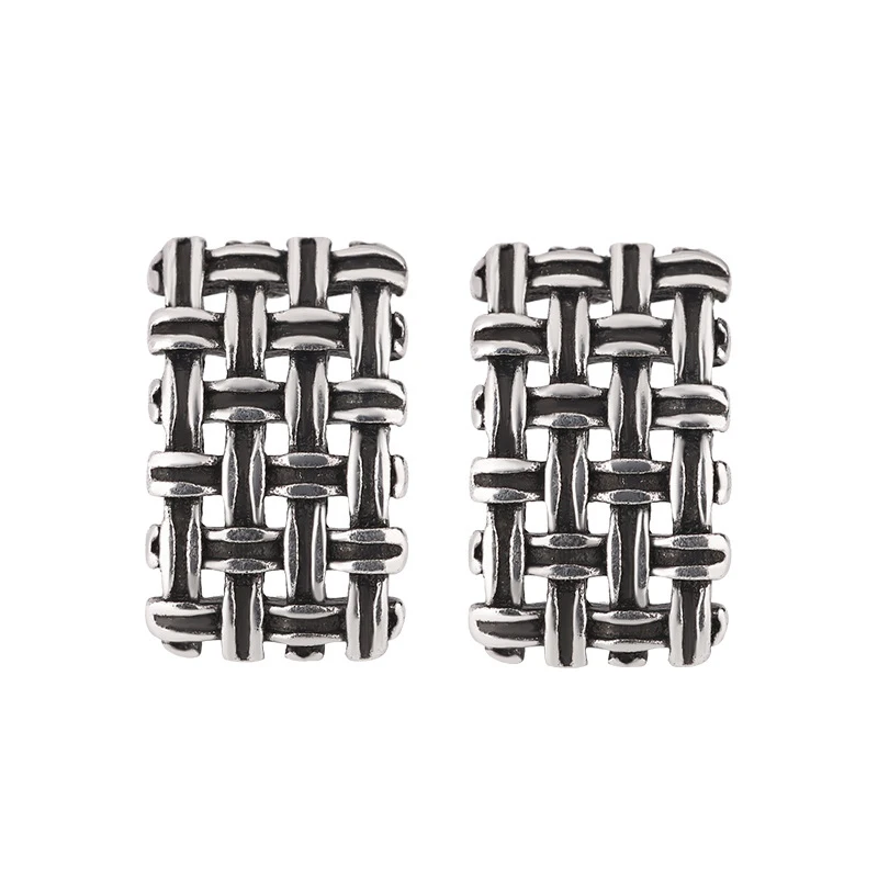 Foxanry Weave Geometric Hollow Stud Earrings For Women Simple Trendy Vintage Creative Prevent Allergy Party Jewelry Accessories