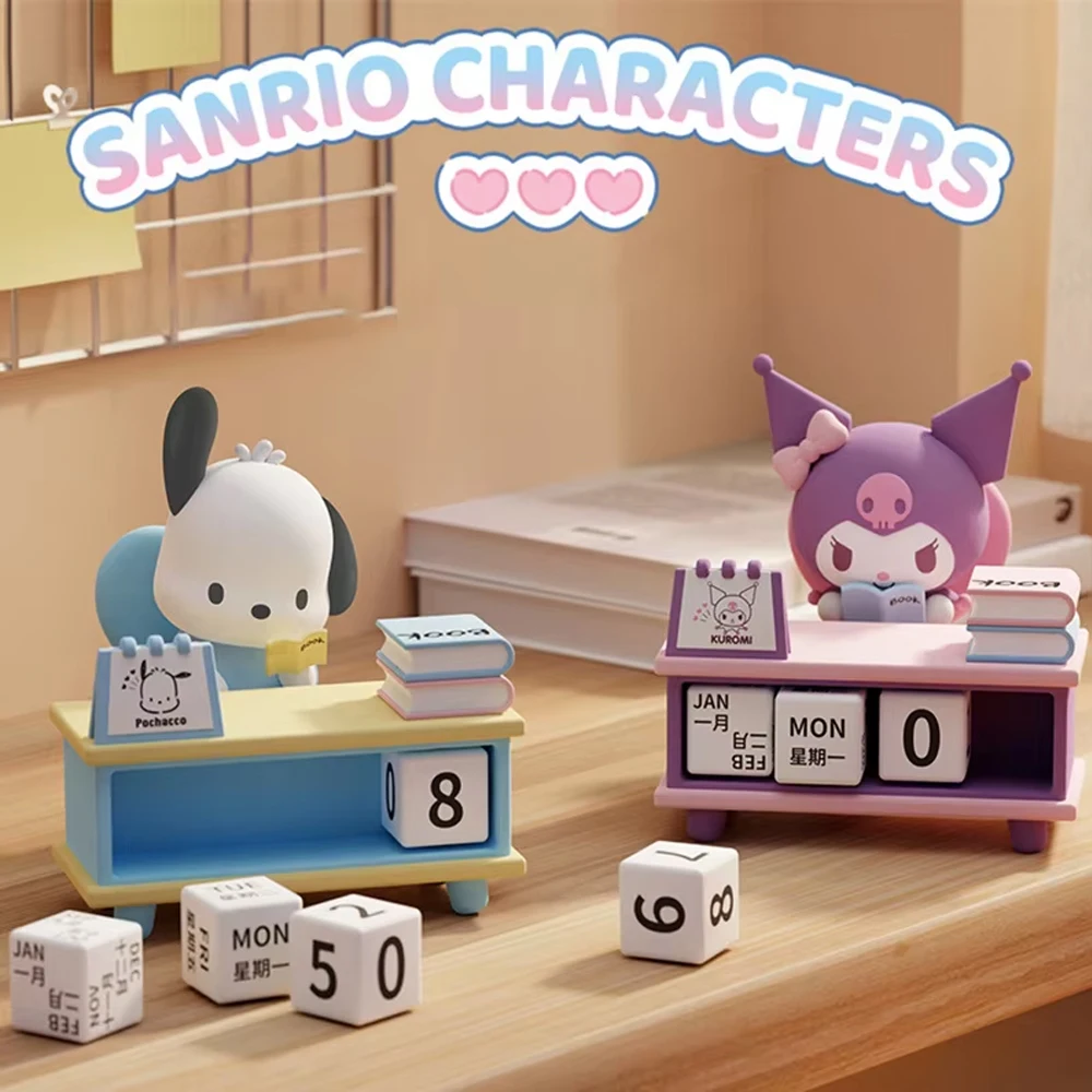 

Kuromi Pochacco Figure Desk Calendar Decoration Kawaii Anime Figures Model Toys Desktop Ornaments Kids Gifts